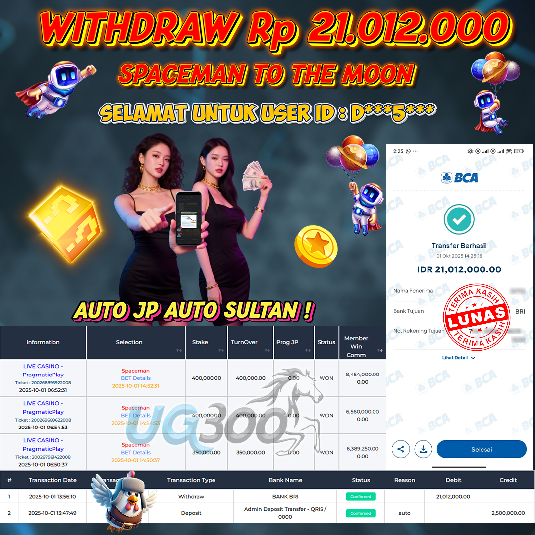 UG300 BERMAIN DI SPACEMAN JACKPOT  Rp.21,012,000- DI BAYAR TUNTAS